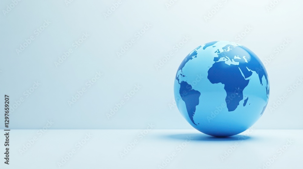 A Simple Blue Orb Depicting the Continents on a Pale Blue Background A Simple Blue Orb Depicting the Continents on a Pale Blue Background