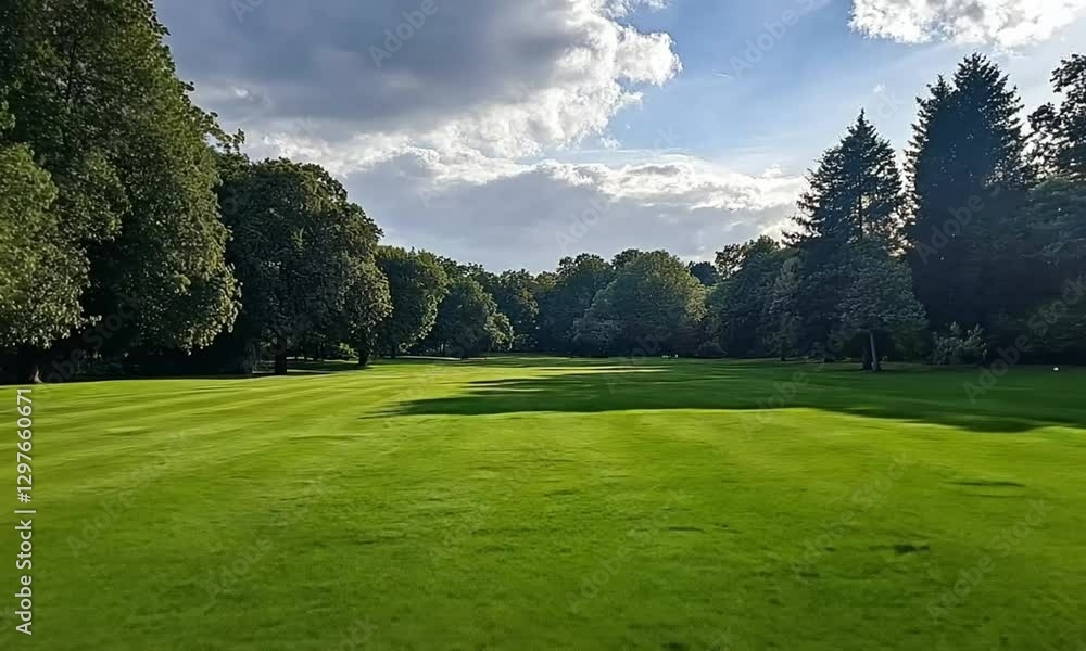 Serene Golf Course Landscape Under a Partly Cloudy Sky Serene Golf Course Landscape Under a Partly Cloudy Sky