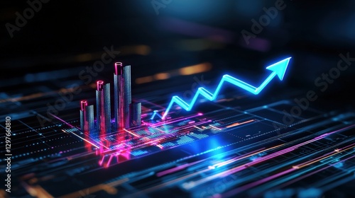 Visualize growth digital infographic on technology trends virtual space high-tech illustration futuristic environment tech perspective