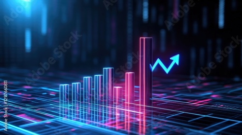 Digital progress visualization tech environment infographic style high-tech space aesthetic perspective data growth concept