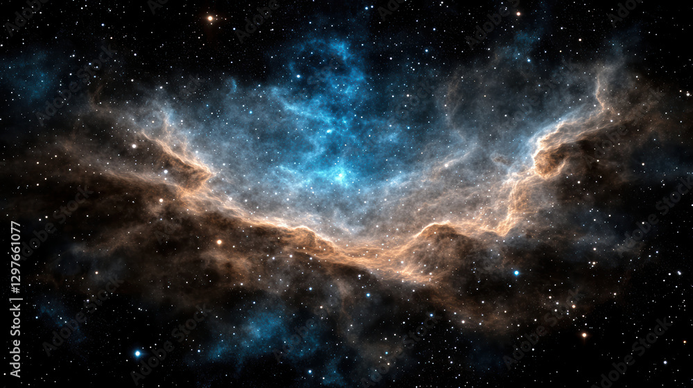 Fototapeta premium deep space nebula glowing with vibrant hues of blue and orange