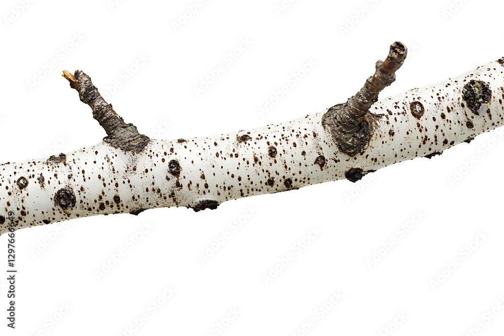 Obraz premium birch tree branch isolated on white background with clipping path.