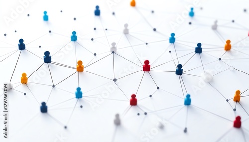 Network of business contacts and relationships, illustrating professional networking and corporate partnerships, clean design, interconnected nodes, vibrant color palette