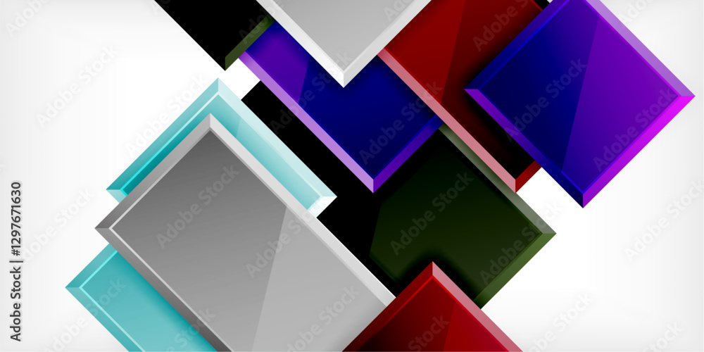 Glass toy style square shapes abstract design. Vector Illustration For Wallpaper, Banner, Background, Card, Book Illustration, landing page Glass toy style square shapes abstract design. Vector Illustration For Wallpaper, Banner, Background, Card, Book Illustration, landing page