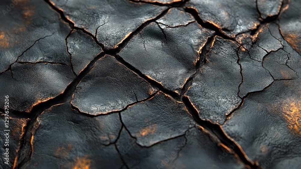 Dark Cracked Metallic Surface Texture