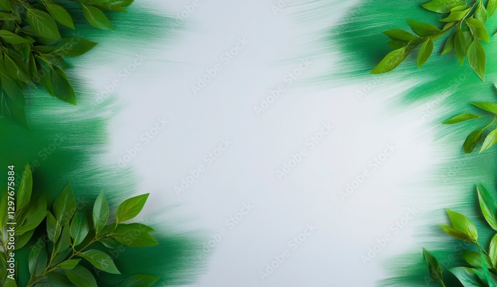 Obraz premium Green Abstract Background with Fresh Leaves for Nature Themes