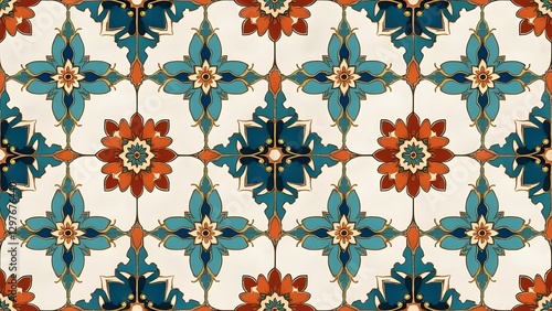 Floral Arabesque Ottoman Tile Pattern