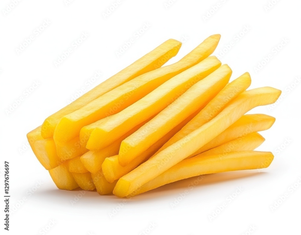 Freshly Cut Golden Potato Sticks on a White Background Freshly Cut Golden Potato Sticks on a White Background