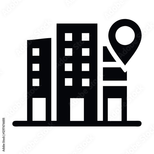 Office Address Icon Skyscraper Location GPS