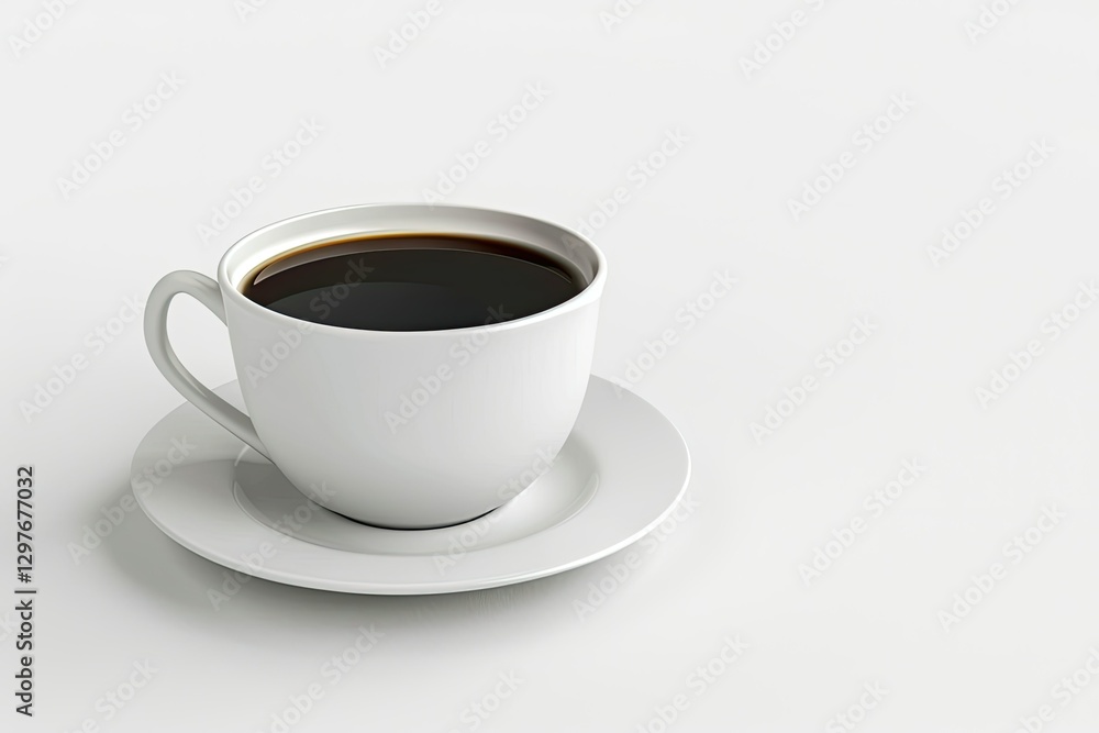 Pixel Perfect Image of Work Desk with a Cup of Coffee Isolated on White Background Pixel Perfect Image of Work Desk with a Cup of Coffee Isolated on White Background