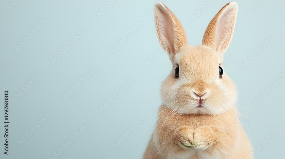 Obraz premium Cute Rabbit with Fluffy Fur and Large Ears on Light Background