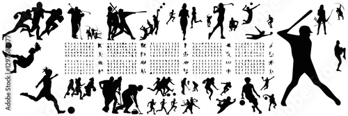 sport player silhouette png set collection athlete