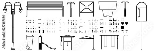 urban furniture png street set collection planning