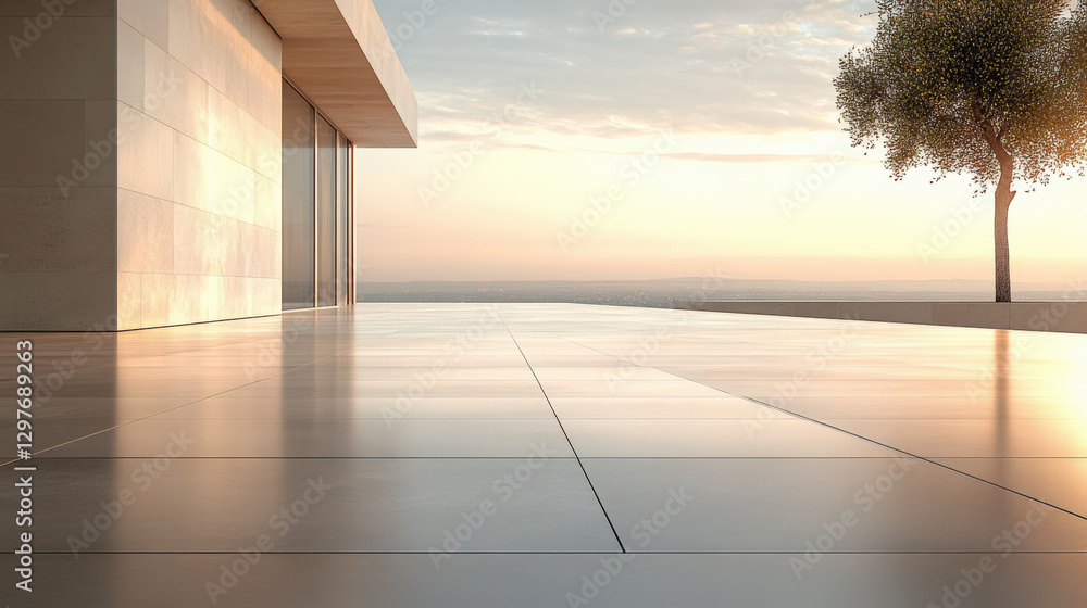 Obraz premium Stone pavement and modern architecture