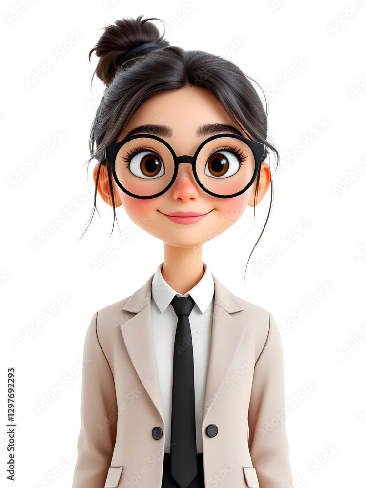 Adorable 3D Cartoon Girl in Business Attire Adorable 3D Cartoon Girl in Business Attire
