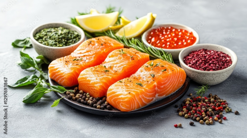 Delicious Salmon Fillet with Herbs and Spices Delicious Salmon Fillet with Herbs and Spices