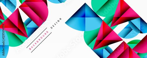 Minimal geometric abstract background. Circle square and triangle design