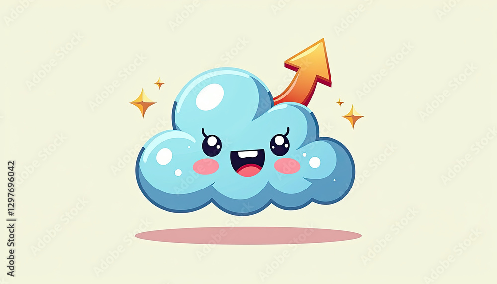 Obraz premium Cute Cartoon Cloud Character for Children's Educational Apps and Content