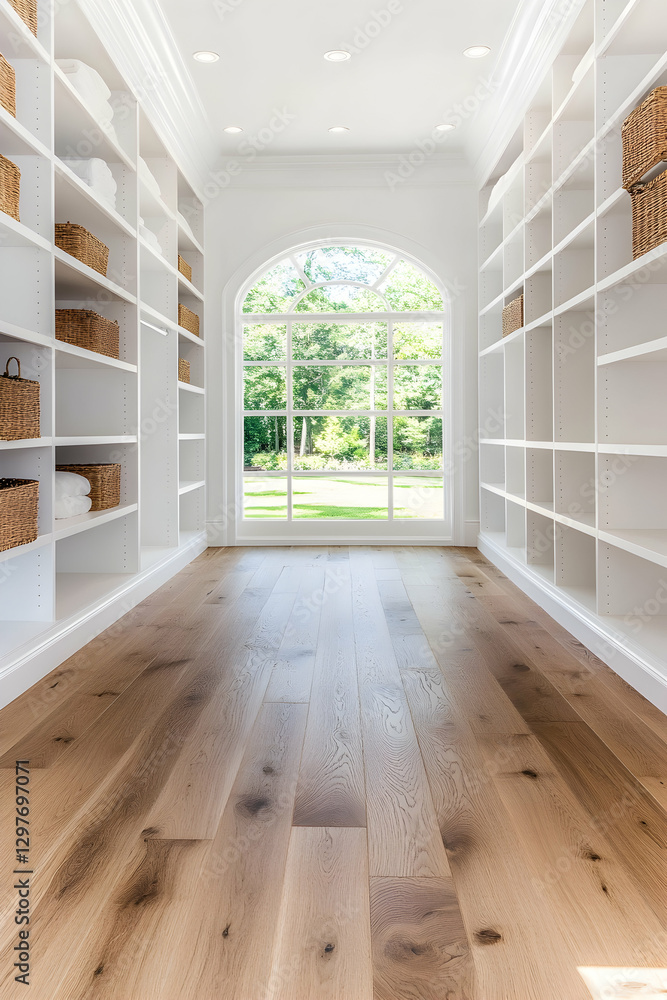 custom made wallpaper toronto digitalBright hallway, arched window, wood floor