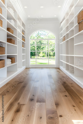 Wallpaper Mural Bright hallway, arched window, wood floor Torontodigital.ca