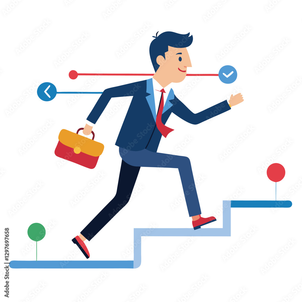 businessman running on project timeline project on white background
businessman running on project timeline project on white background