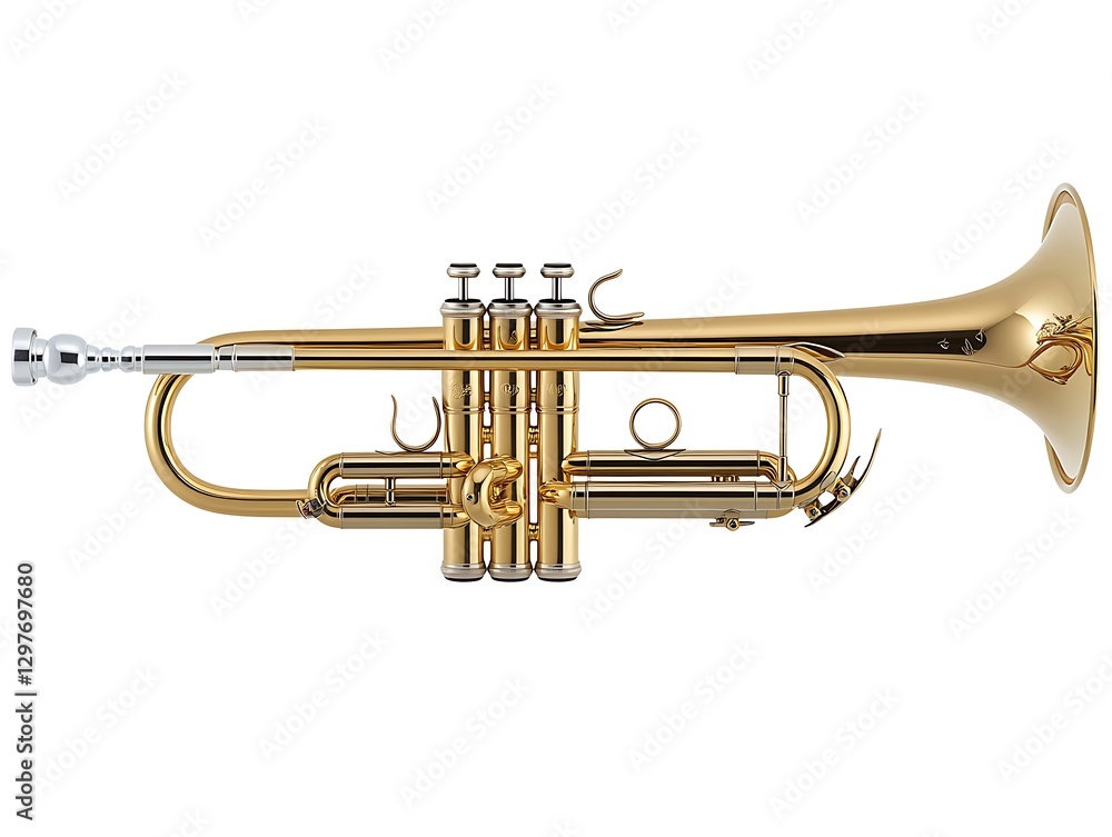 there is a gold trumpet with a silver bell on a white background there is a gold trumpet with a silver bell on a white background