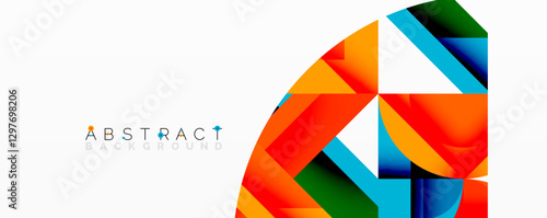 Abstract geometric artwork with interwoven angular and curved shapes, dynamic composition with smooth gradients and bold contrasts