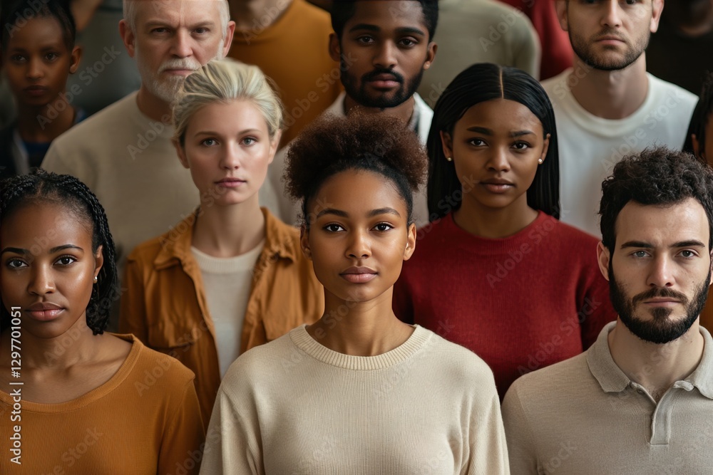 A group of people are standing together, some wearing red and some wearing brown A group of people are standing together, some wearing red and some wearing brown