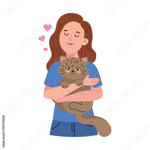 Pet Adoption Woman Cuddling Cat Animal