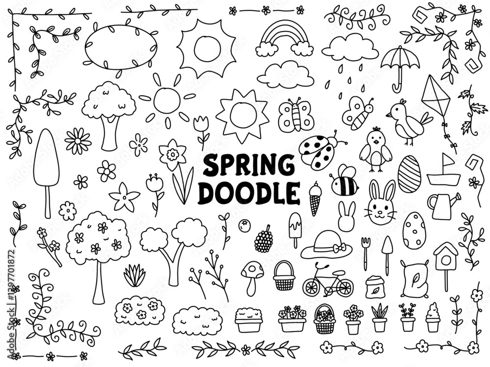 Spring Hand drawn doodle Set, Springtime doodle elements, cute spring doodles for decoration, doodle for kid ,vector hand drawn illustration, doodle clipart set
Spring Hand drawn doodle Set, Springtime doodle elements, cute spring doodles for decoration, doodle for kid ,vector hand drawn illustration, doodle clipart set