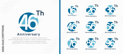 anniversary logotype set. vector design blue color circle can be use for celebration moment