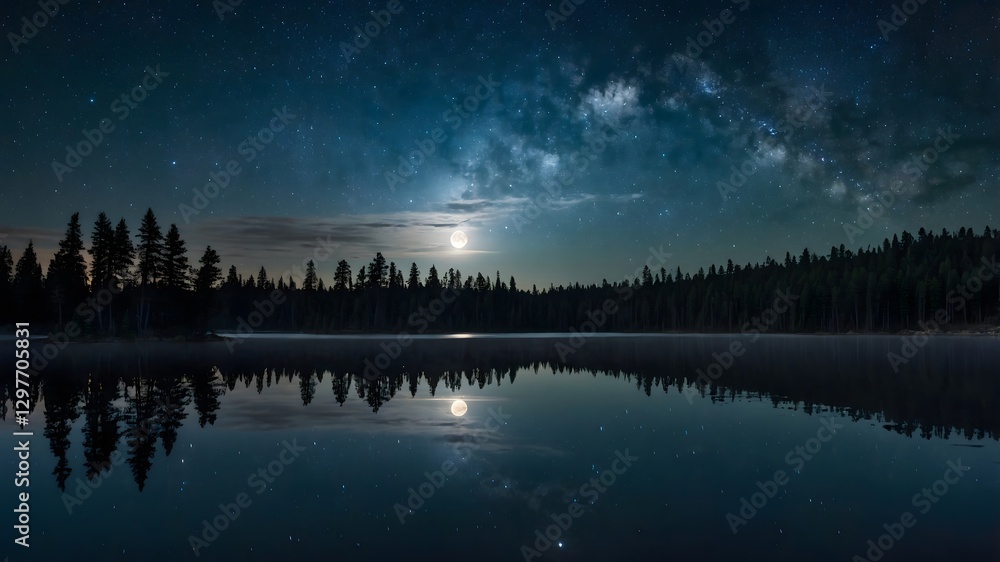 Lunar Harmony: Tranquil Moments by the Lakeside Lunar Harmony: Tranquil Moments by the Lakeside