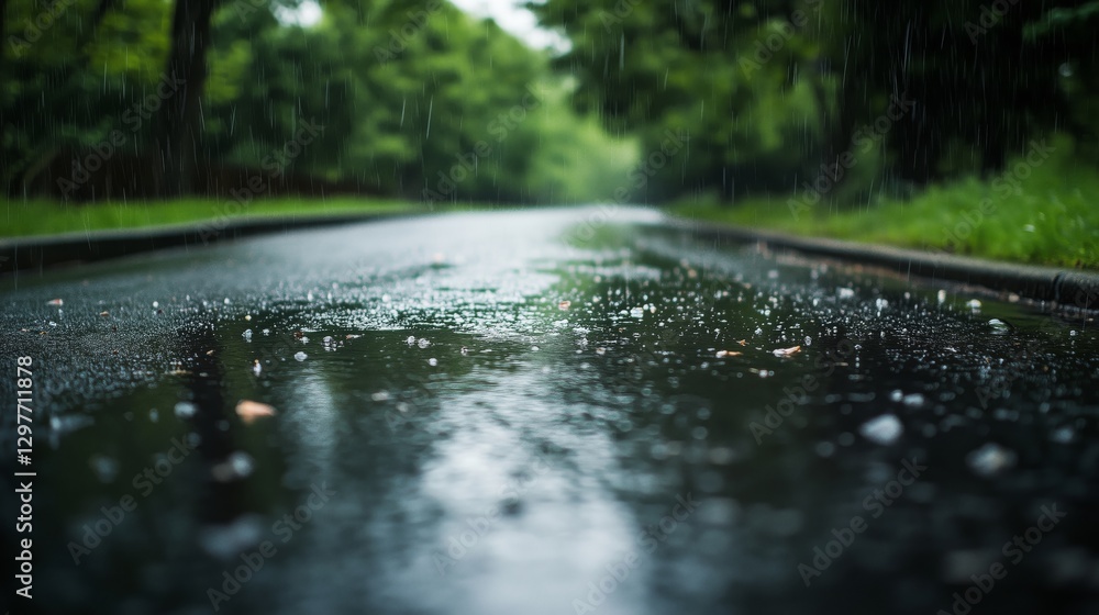 The wet streets after the rain The wet streets after the rain
