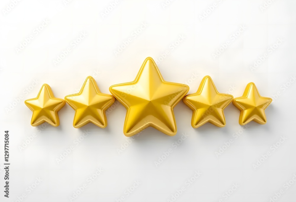 Five Shiny Golden Stars on White Background – Perfect for Reviews, Ratings, Quality, and Excellence Concepts Five Shiny Golden Stars on White Background – Perfect for Reviews, Ratings, Quality, and Excellence Concepts