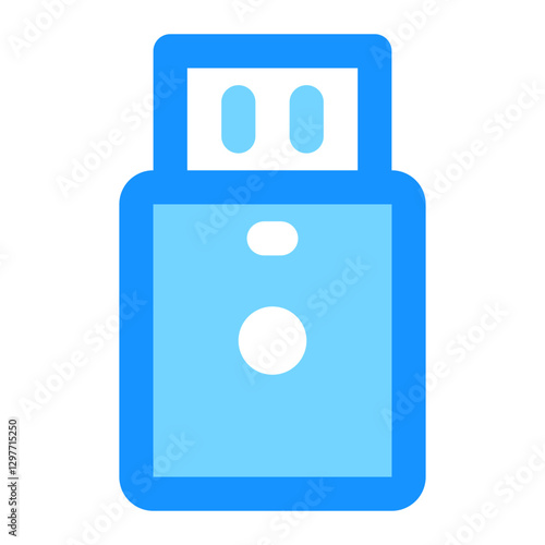 Illustration of USB dongle in blue tones for data transfer