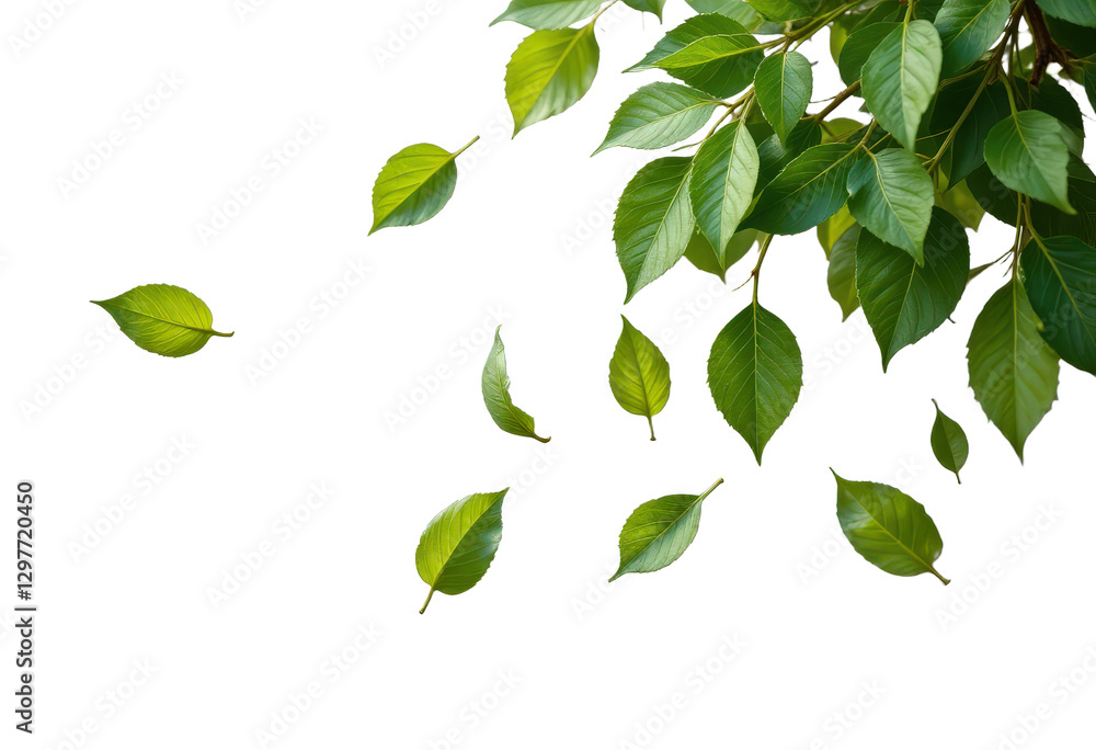 Green Leaves with Branch, transparent background Green Leaves with Branch, transparent background