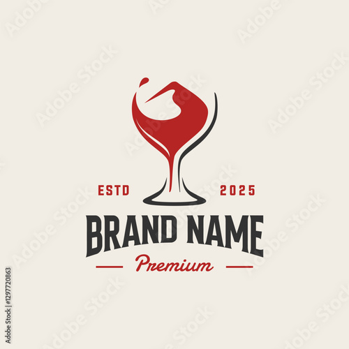Mountain wine glass logo design vector illustration template