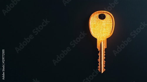 Obraz na płótnie Cyber security crime attack concept. A close-up of a glowing orange key against a dark background, emphasizing its shape and texture. w salonie