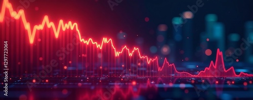 Digital graph showing downward trend, economy crisis, economy, chart, downfall