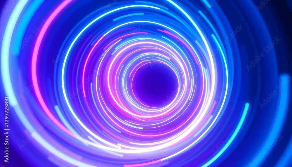 Abstract Neon Vortex: Circular Light Trails in the Darkness Abstract Neon Vortex: Circular Light Trails in the Darkness