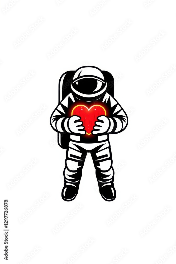 Astronaut holding a radiant heart, symbolizing love's universal reach beyond earthly bounds. Astronaut holding a radiant heart, symbolizing love's universal reach beyond earthly bounds.