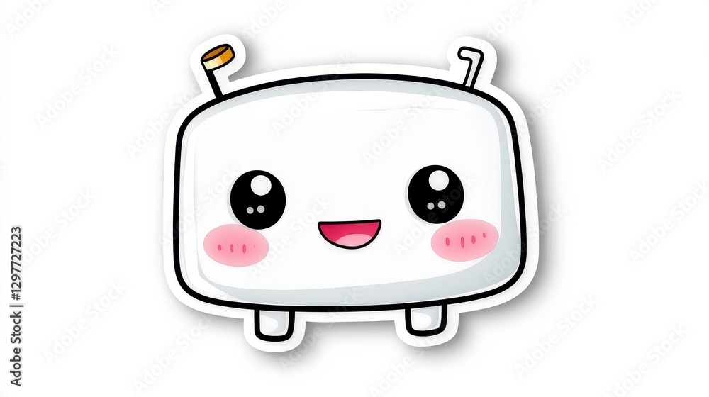 Fototapeta premium Cute Cartoon Television Character with Happy Expression and Antennas