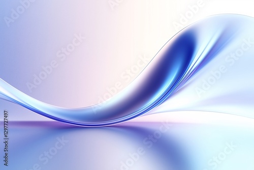 Abstract background with white and blue gradient colors, soft curves, light reflection, modern design, futuristic style, glass effect