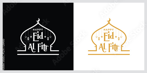 Creative calligraphy of happy eid al fitr, Vector Illustration