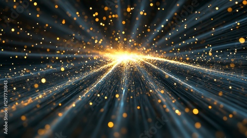 Dynamic Burst of Golden Particles and Light Effect Background
