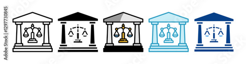 Courthouse Icon Set Multiple Style Collection
