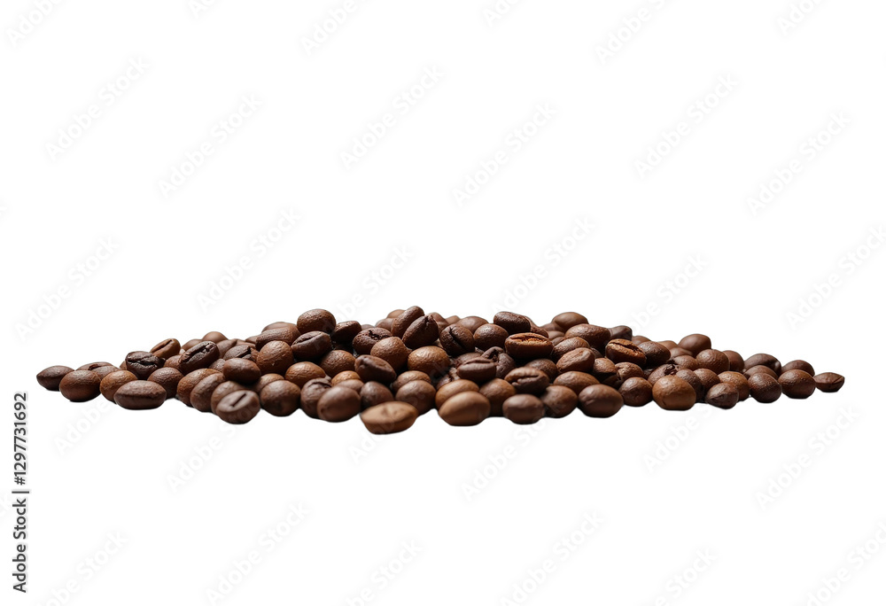 Pile of Roasted Coffee Beans with transparent background