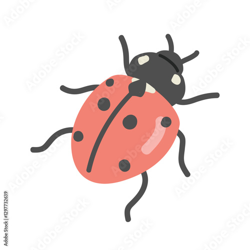 Ladybug cartoon clipart. Cute seven-spotted ladybug (Coccinella septempunctata) vector illustration. Animal in flat style. Insects and anthropods concept isolated on white background