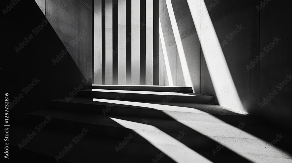 Geometric space interwoven with light and shadow Geometric space interwoven with light and shadow