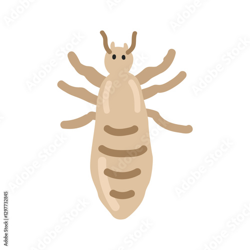 Louse cartoon clipart. Head louse (Pediculus humanus capitis) vector illustration. Animal in flat style. Insects and anthropods concept isolated on white background